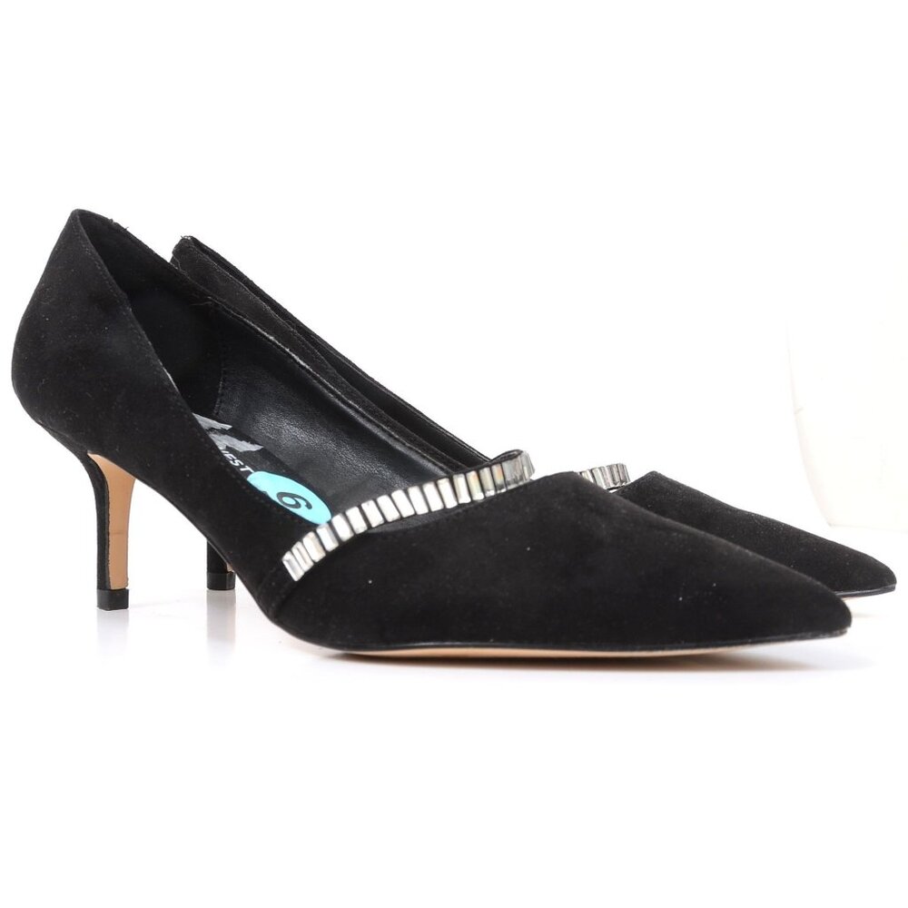 Nine West Rhinestone Strap Pointy Toe Kitten Heel Pumps Formal Party Women's 6M
